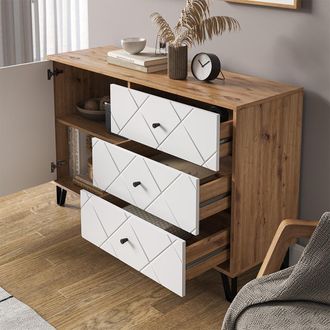Vicco Aparador Nizza, Roble Artesanal, 128 X 78 Cm Vicco