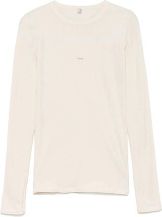 BASERANGE Trui met ronde hals en cut-out details - Dames - Longsleeves - Beige - XS - Katoen - Tops