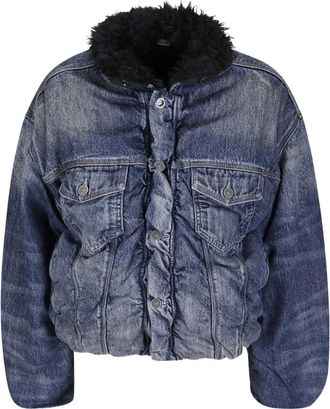 Diesel Jassen, Dames, Blauw, M, Denim, Gevoerde Denim Jas