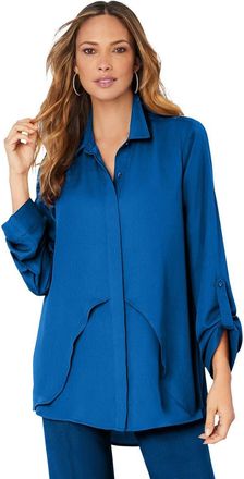 Roaman's Georgette Overlay Big Shirt in Vivid Blue at Nordstrom, Size 32