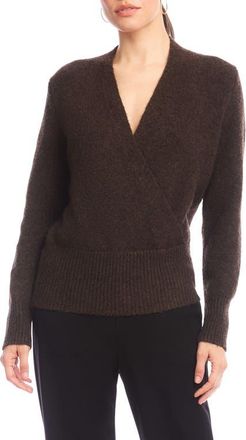 Karen Kane Surplice V-Neck Sweater in Chocolate at Nordstrom, Size X-Large