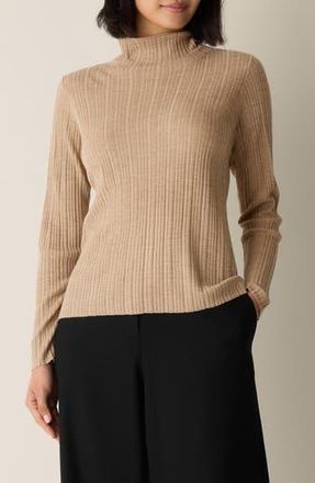 Eileen Fisher Rib Turtleneck Wool Sweater in Biscuit at Nordstrom Rack, Size X-Small