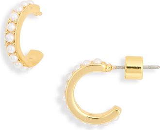 Electric Picks Breeze Faux Pearl Hoop Earrings in Gold at Nordstrom Rack