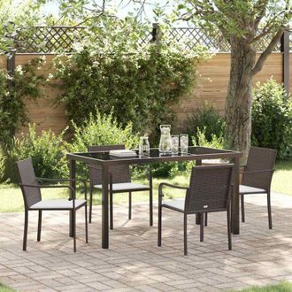 vidaXL Conjunto De Comedor De Jard&iacute;n 5 Pcs Marr&oacute;n Polirat&aacute;n Vidaxl
