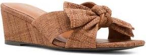 Anne Klein Dara Bow Wedge Slide Sandal in Brown Raffia at Nordstrom Rack, Size 5.5