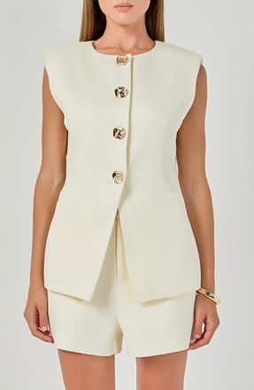 endless rose Power Shoulder Vest in Ivory at Nordstrom, Size X-Small