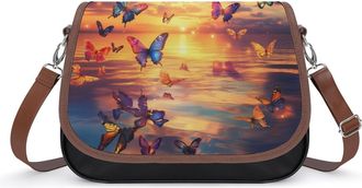 Generic Colorful Butterfly Sunset Ocean Fashion Womens Crossbody Bags Novelty Handbag Shoulder Bag Purse
