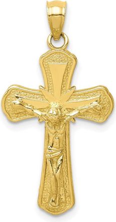 Diamond2Deal 10k Yellow Gold Polished Textured Crucifix Pendant
