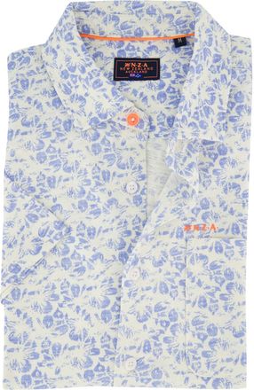 N-Z-A- NEW ZEALAND AUCKLAND Overhemd New Zealand wit met print lichtblauw bloemen normale fit