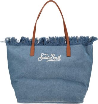 MC2 Saint Barth Blue Denim Frayed Top Tote Bag
