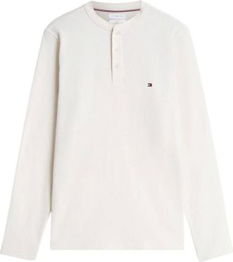 Tommy Hilfiger Tops, Heren, Wit, XL, Katoen, Slim Long Sleeve Henley T-Shirt
