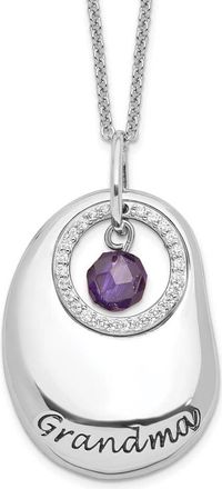 Diamond2Deal Sterling Silver Antiqued Cubic Zirconia For You Grandma Necklace
