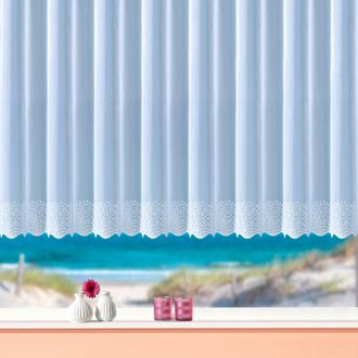 Weckbrodt-Gardinen Gardine »Duisburg« Kräuselband 1 Stk. tlg. echte Stickerei, Voile, transparent, Bordüre, Kante, gebogt, Store