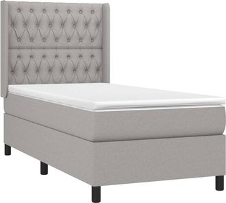 vidaXL Vidaxl - Cama Box Spring Colch&oacute;n Y Luces Led Tela Gris Claro 90x190 Cm