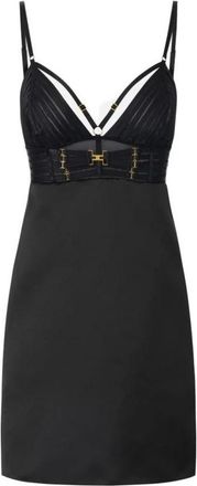 Elisabetta Franchi Duchesse Mini Jurk - Dames - Feestkleedjes - Zwart - XS - Leer - Kleedjes