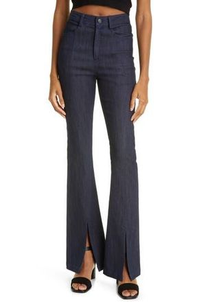 Cinq &agrave; Sept Shanis High Waist Split Hem Flare Jeans in Indigo at Nordstrom Rack, Size 14