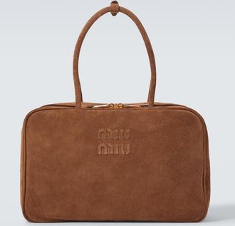 Miu Miu Logo suede tote bag