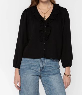 Velvet Heart Kiki Ruffled Neck Top In Black