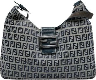 Fendi Pre-owned Shoulder Bags, female, Gray, Size: ONE SIZE Pre-owned Canvas Shoulder Bag