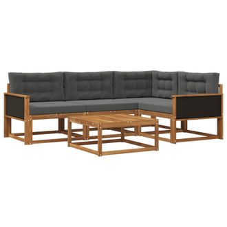 vidaXL Conjunto De Sof&aacute;s De Exterior 5 Pcs Natural Y Antracita Vidaxl
