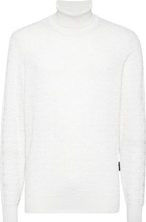 Philipp Plein Turtle Neck Monogram - Heren - Coltruien - Wit - XL - Wol - Truien & Vesten