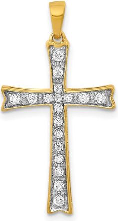 Diamond2Deal 14k Yellow Gold Lab Grown Diamond Cross Pendant (0.19ct, VS, G-H)