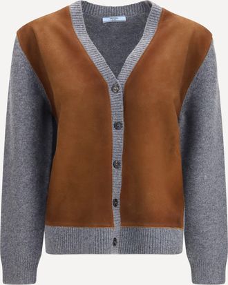 Prada Cardigan in suede e lana Woman 40