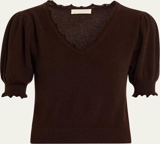 Ulla Johnson Polline Cashmere Short-Sleeve Top
