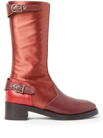 Durazzi Milano satin leather buckle boots - Red