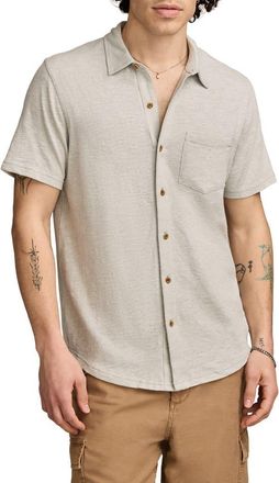 Lucky Brand Short Sleeve Marled Linen Button-Up Shirt in Belgian Block at Nordstrom, Size X-Large