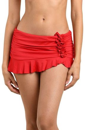 La Blanca Island Goddess Ruffle Skirted Bikini Bottoms in Ruby at Nordstrom, Size 14