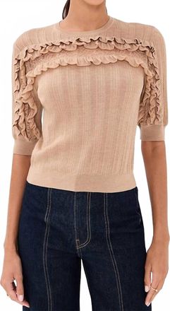Ulla Johnson Salima Short Sleeve Knit Top In Camel Mela