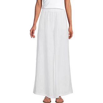 Lands End Linen High Rise Palazzo Pants in White at Nordstrom, Size X-Small