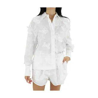Kaos Kaos, Overhemden, Dames, Wit, L, Butterfly Appliqu&eacute; Blouse-Shirt