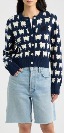 Rowing Blazers Cropped Sheep Cotton Cardigan in Navy at Nordstrom, Size X-Small