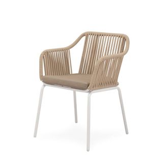 Koketto Home Silla de exterior con cojin beige con patas blanco