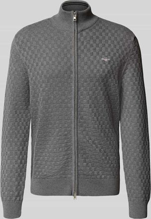GANT Strickjacke mit Strukturmuster in Anthrazit, Größe XXXL