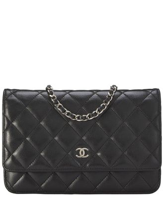 Chanel Black Lambskin Classic Quilted Wallet On Chain (Authentic Pre-Loved)