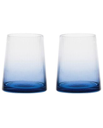Anton Studio Designs Set Of 2 Empire Blue Dof Tumblers