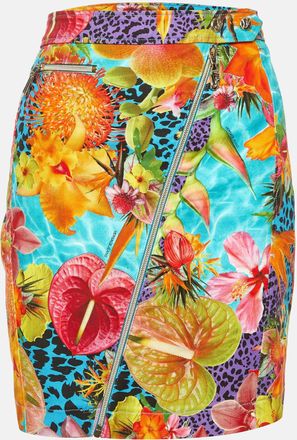 Versace Jeans Multicolor Floral Print Cotton Mini Skirt
