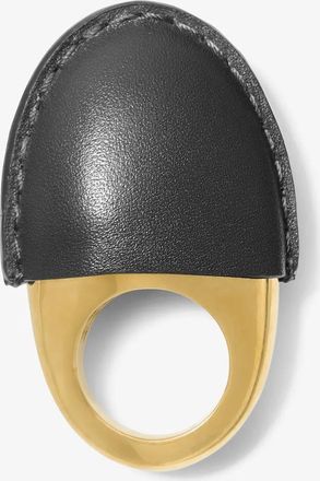 Michael Kors Leather-Wrapped 24k-Gold-Plated Brass Dome Ring