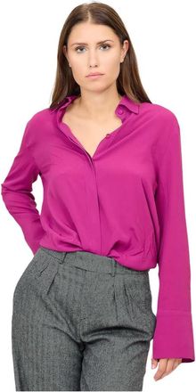 Federica Tosi Lange mouwen blouse in pioenroze zijde mix - Dames - Overhemden - Paars - S - Overhemden