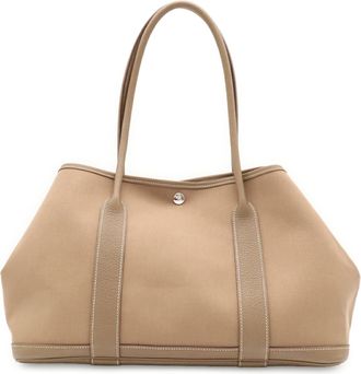 Herm&egrave;s Etoupe Gray Toile Officier Shoulder Bag Tote Bag (Pre-Owned)