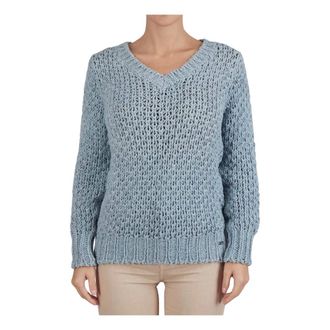 Kiton V-neck Knitwear, female, Blue, Size: XS Textured Cashmere Silk Turtleneck Sweater
