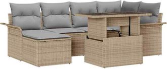 vidaXL Vidaxl - Conjunto De Sof&aacute; De Jard&iacute;n Con Coj&iacute;n 7 Pcs Beige Polirat&aacute;n