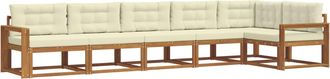 vidaXL Conjunto De Sof&aacute;s De Exterior 6 Uds. Natural Y Crema Vidaxl