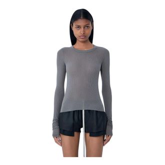 Rick Owens Ribbed Long Sleeve T-Shirt - Dames - Longsleeves - Grijs - L - Tops