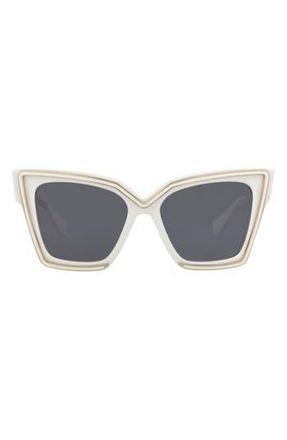 Valentino 50mm Polarized Cat Eye Sunglasses in White White Grey at Nordstrom Rack