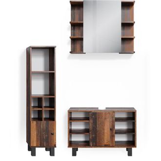 Vicco Conjunto de muebles de baño Fynn, Roble rústico, 3 piezas