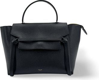 Celine Belt Calfskin Black Leather Handbag (Pre-Owned)